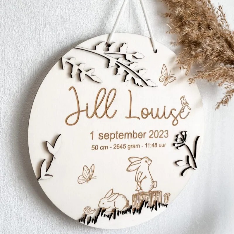 Rond geboortebord | Ontwerp Jill Louise