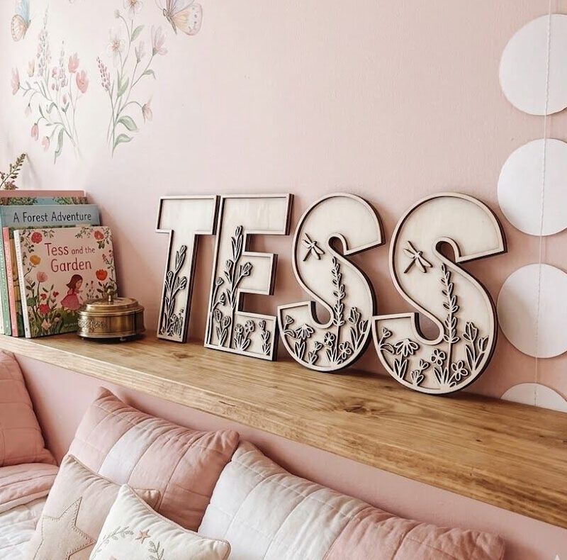 3D letters hout | Bloemen